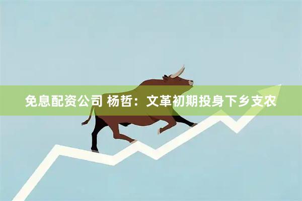 免息配资公司 杨哲：文革初期投身下乡支农
