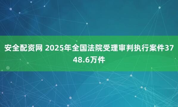 安全配资网 2025年全国法院受理审判执行案件3748.6万件