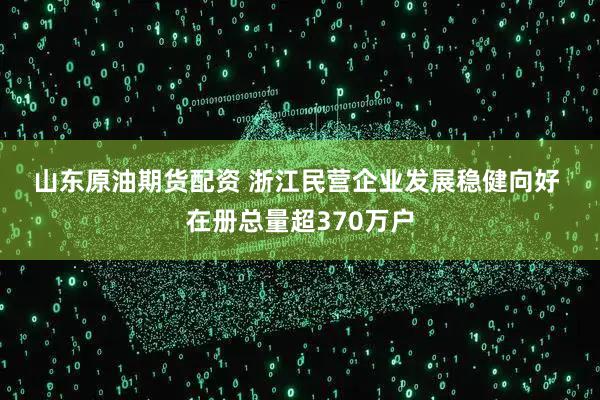 山东原油期货配资 浙江民营企业发展稳健向好 在册总量超370万户